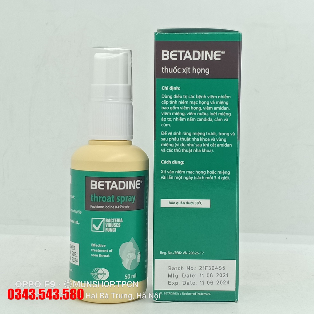 BETADINE chai xịt/súc họng