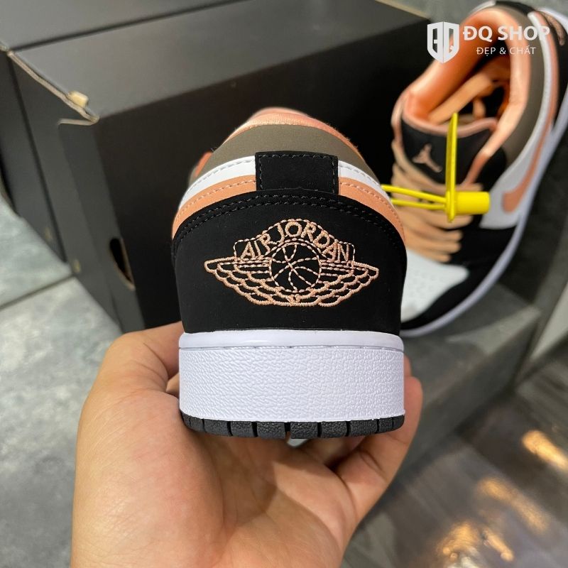 Giày thể thao Jordan cổ thấp cam nâu, giày sneaker JD1 low nâu viền cam nam nữ mới đầy đủ bill box