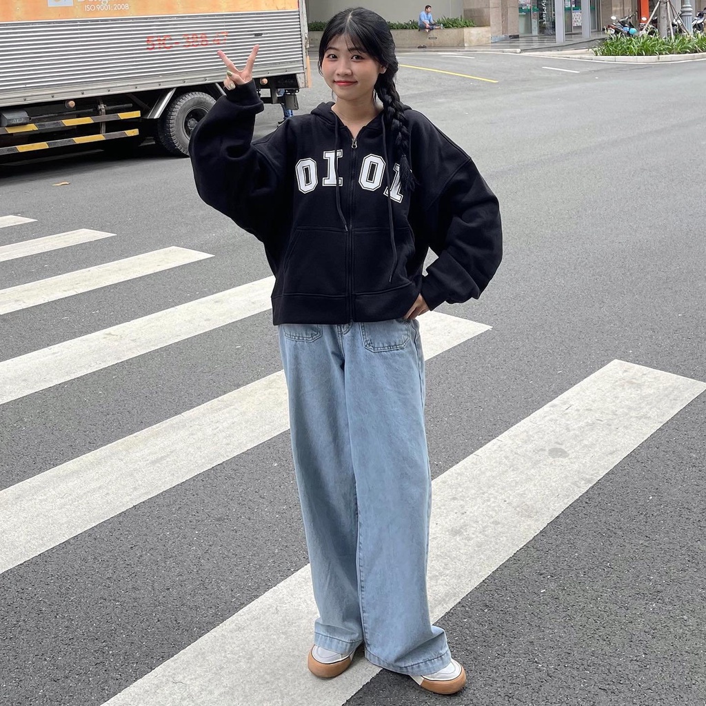 Áo Khoác Hoodie Croptop OI OI Tay Bồng Form Cánh Dơi Vải Nỉ Lót Bông Ulzzang Unisex | BigBuy360 - bigbuy360.vn