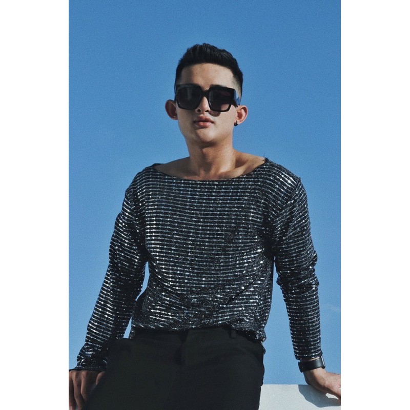 Áo thun kim sa cổ thuyền sang trọng | BigBuy360 - bigbuy360.vn