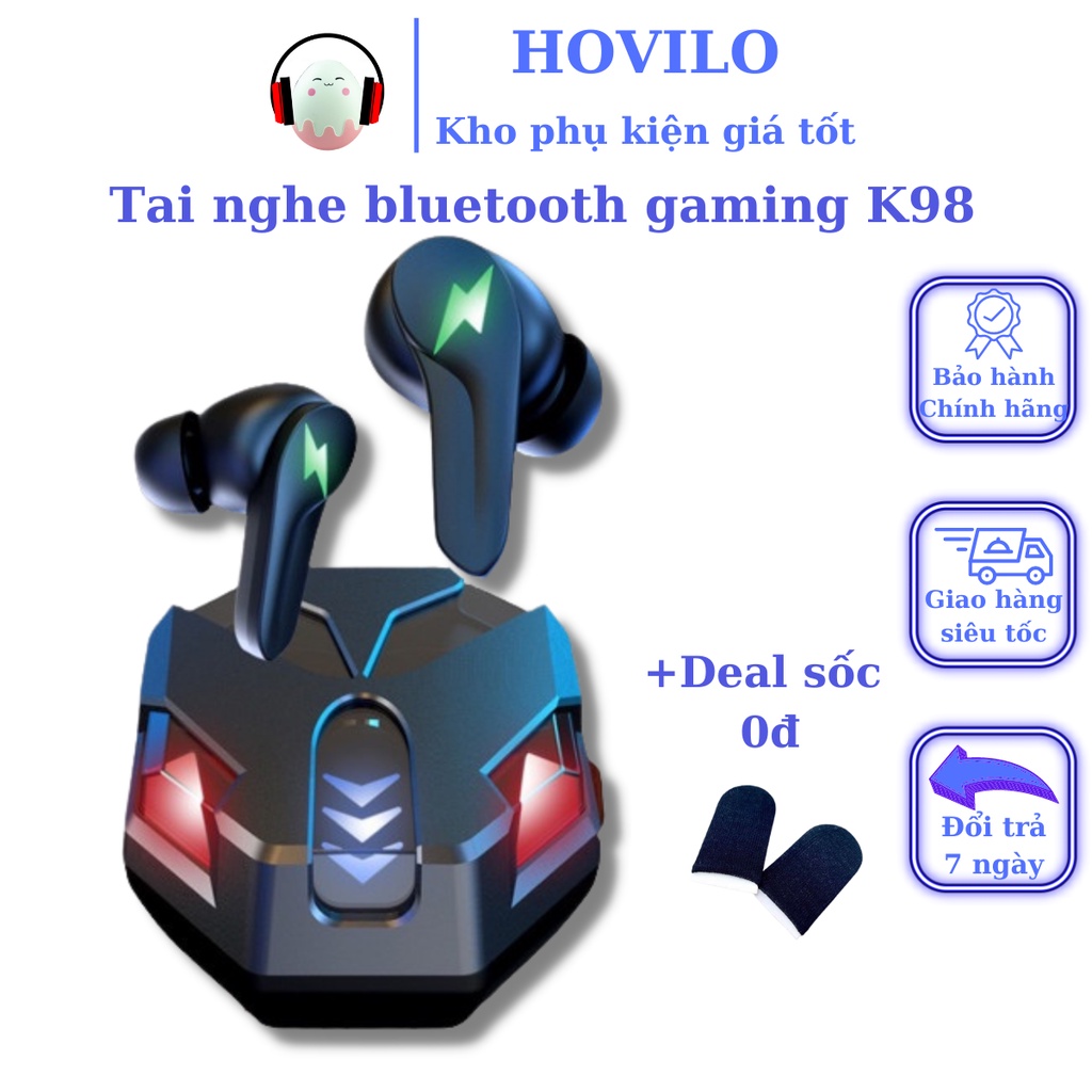 Tai nghe bluetooth gaming HVL K98 Tai nghe không dây mini chơi game bass mạnh chống nước pin trâu có mic HOVILO