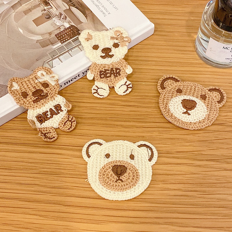 Kẹp tóc vải dệt kim hình gấu kiểu Hàn Quốc dễ thương