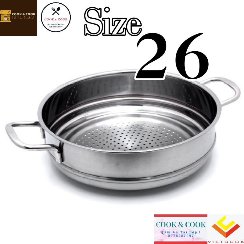 [Chính Hãng] Ngăn xửng hấp inox size 26 Vietcook cao cấp