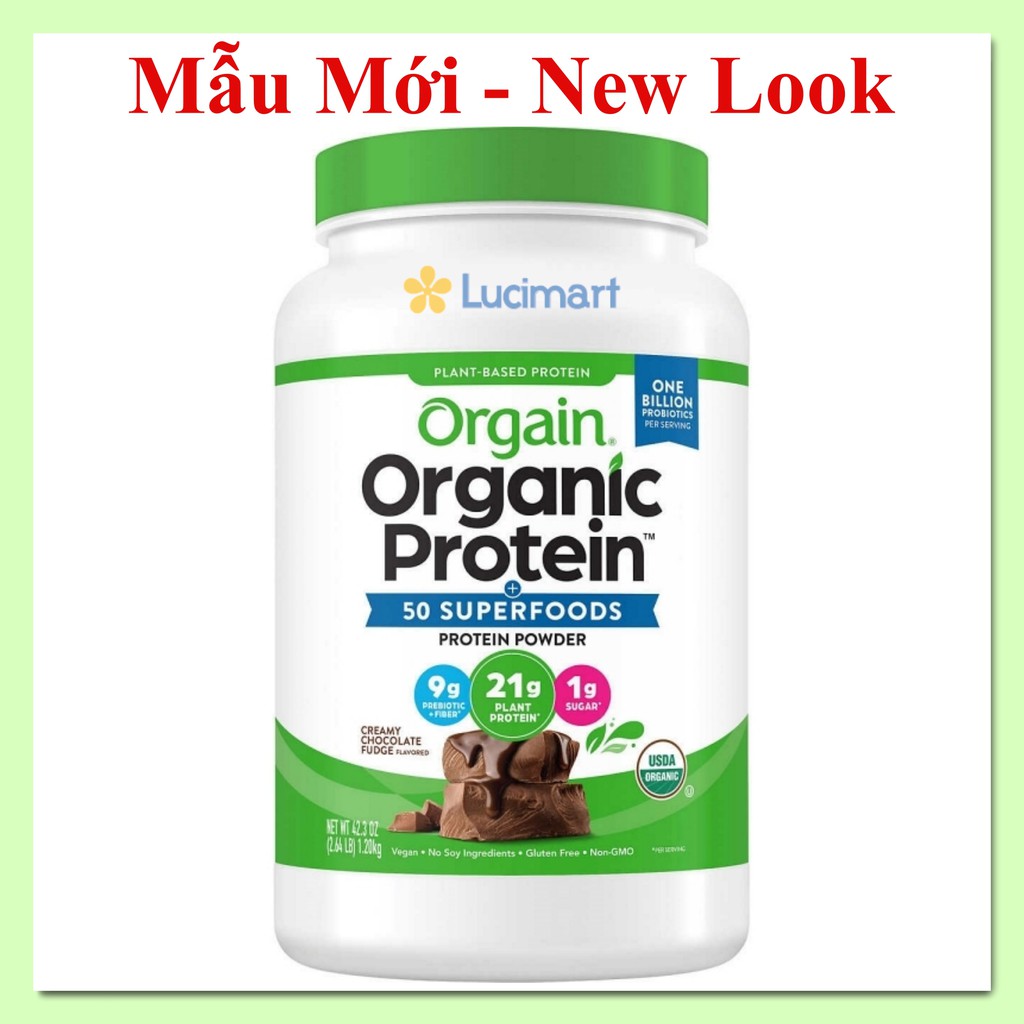 Bột đạm thực vật hữu cơ Orgain Organic Protein 1,2kg [Hàng Mỹ]