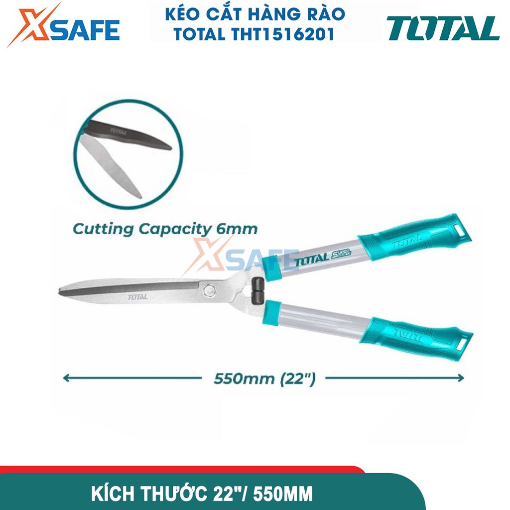 Kéo cắt tỉa hàng rào TOTAL THT1516201 Dụng cụ cắt cây kiểng kích thước 550mm  , chất liệu thép không gỉ