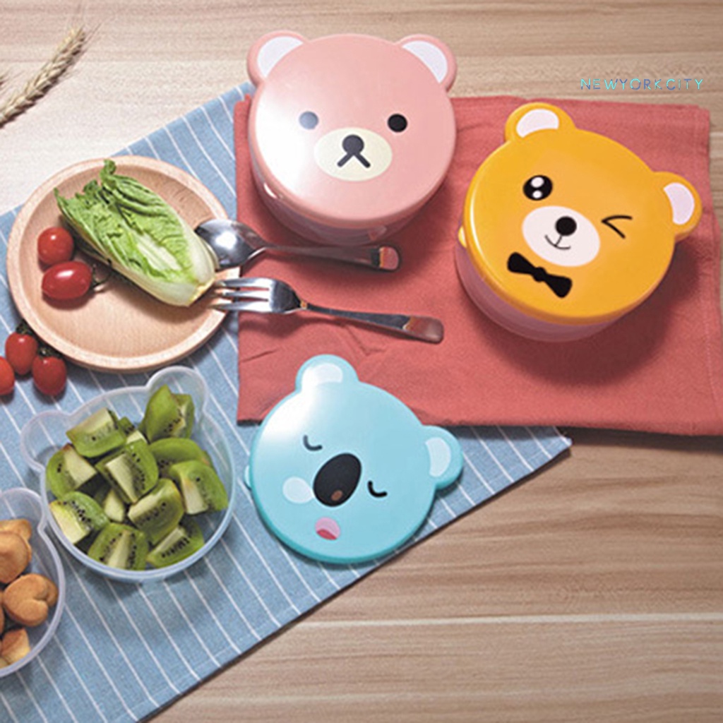 Set 4 Hộp Đựng Thức Ăn Bằng Nhựa PP Sức Chứa Lớn Chống Rò Rỉ Họa Tiết Hoạt Hình Dễ Thương