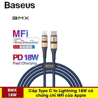 Dây cáp sạc type c to lightning pd 18w bmx chuẩn mfi 180cm chính hãng