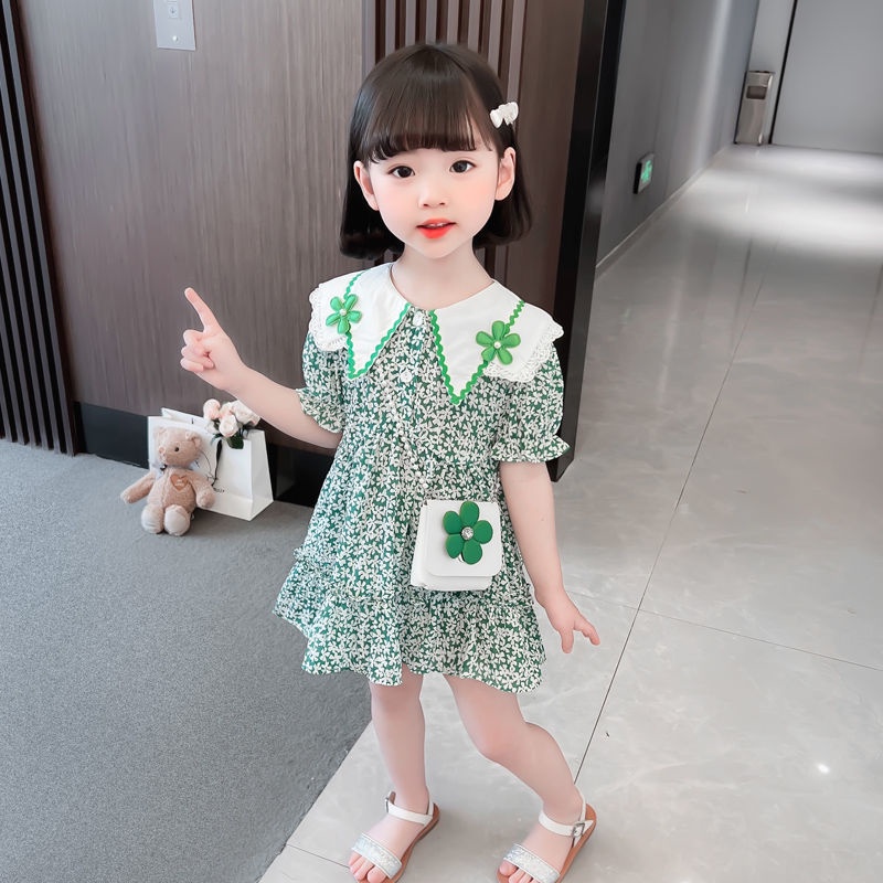 Đầm Công Chúa Họa Tiết Hoa Ngọt Ngào Thời Trang Mùa Hè Hàn Quốc 2022 Mới Cho Bé Gái