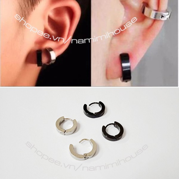 Bông tai khoen tròn bản vuông rẻ đẹp phụ kiện trang sức unisex hot trend kpop hàn quốc khuyến mãi - nami house