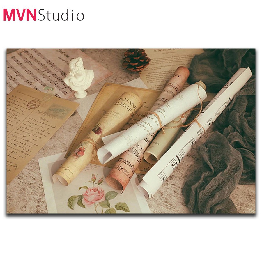 MVN Studio - Tờ bản nhạc cũ phong cách vintage, retro dùng làm đạo cụ decor chụp ảnh sản phẩm