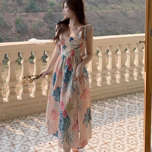 Đầm Hai Dây In Họa Tiết Tranh Sơn Dầu Phong Cách Pháp Cổ Điển Thời Trang Mùa Hè Hàng Mới Dành Cho Bạn Nữ