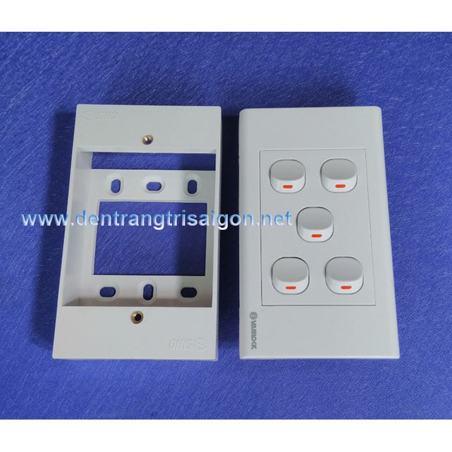 COMBO 5 Công tắc 1 chiều + Mặt nạ  + Đế nổi - SINO VANLOCK..