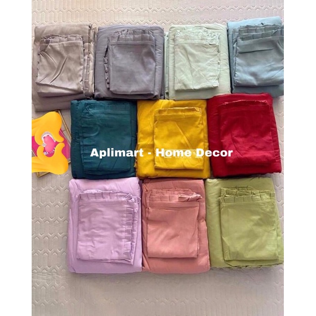 Cotton Tici Viền Bèo,Ga Trải Giường Vỏ Gối Tici Nhiều Màu Sắc - Full Set 4 Món , Vỏ Gối Nằm Không Khóa Kéo | BigBuy360 - bigbuy360.vn