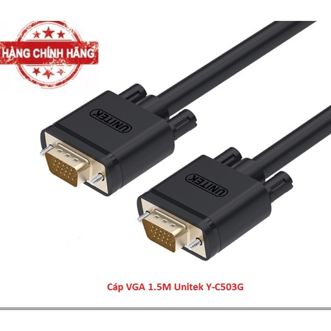 Cáp VGA 1.5M Unitek Y-C503G Chính Hãng bh 12 tháng