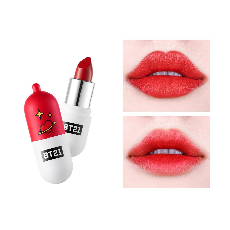 Set Son BT21⚡FREESHIP⚡Bộ Sản Phẩm 3 Thỏi Son mini, 1 Móc Khóa Bt21 Đáng Yêu, VT x BT21 LIPPY STICK KIT