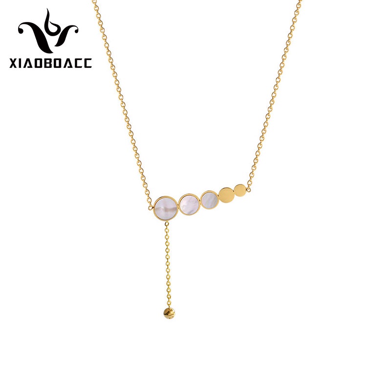 XiaoboACC Dây chuyền bằng thép titan mạ vàng 18K thời trang thanh lịch cho nữ - 38CM+6CM