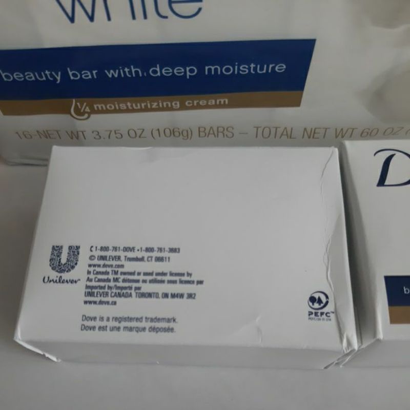 XÀ BÔNG CỤC TINH CHẤT DƯỠNG ẨM CAO DOVE BEAUTY BAR WHITE MORE MOISTURIZING THAN BAR SOAP - 1 cục 106gram từ mỹ