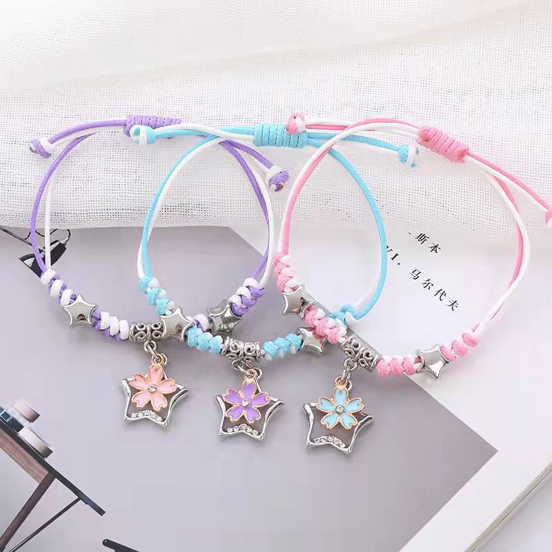 Vòng Tay Dây Bện Thủ Công Ba Người Màu Trơn Dễ Thương Thời Trang Hàn Quốc Cho Học Sinh