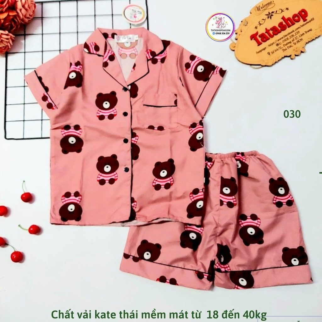 11-45kg Bộ pijama đùi tay ngắn bé trai bé gái vải kate thái cao cấp 030