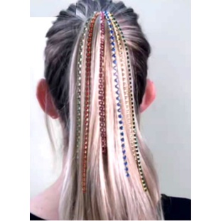 Phụ Kiện Sợi Dây Kẹp Tóc Nối Dài Đính Đá Lấp Lánh Thu Hút Thời Trang Cho Nữ
