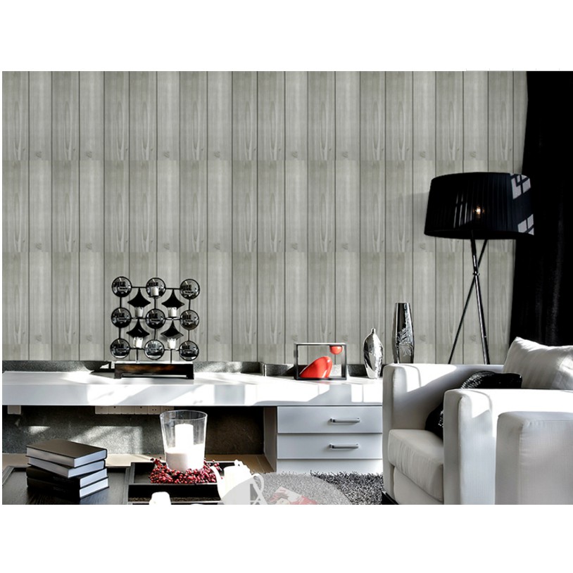 Giấy dán tường giả ván xám sọc (khổ rộng 0.45m)