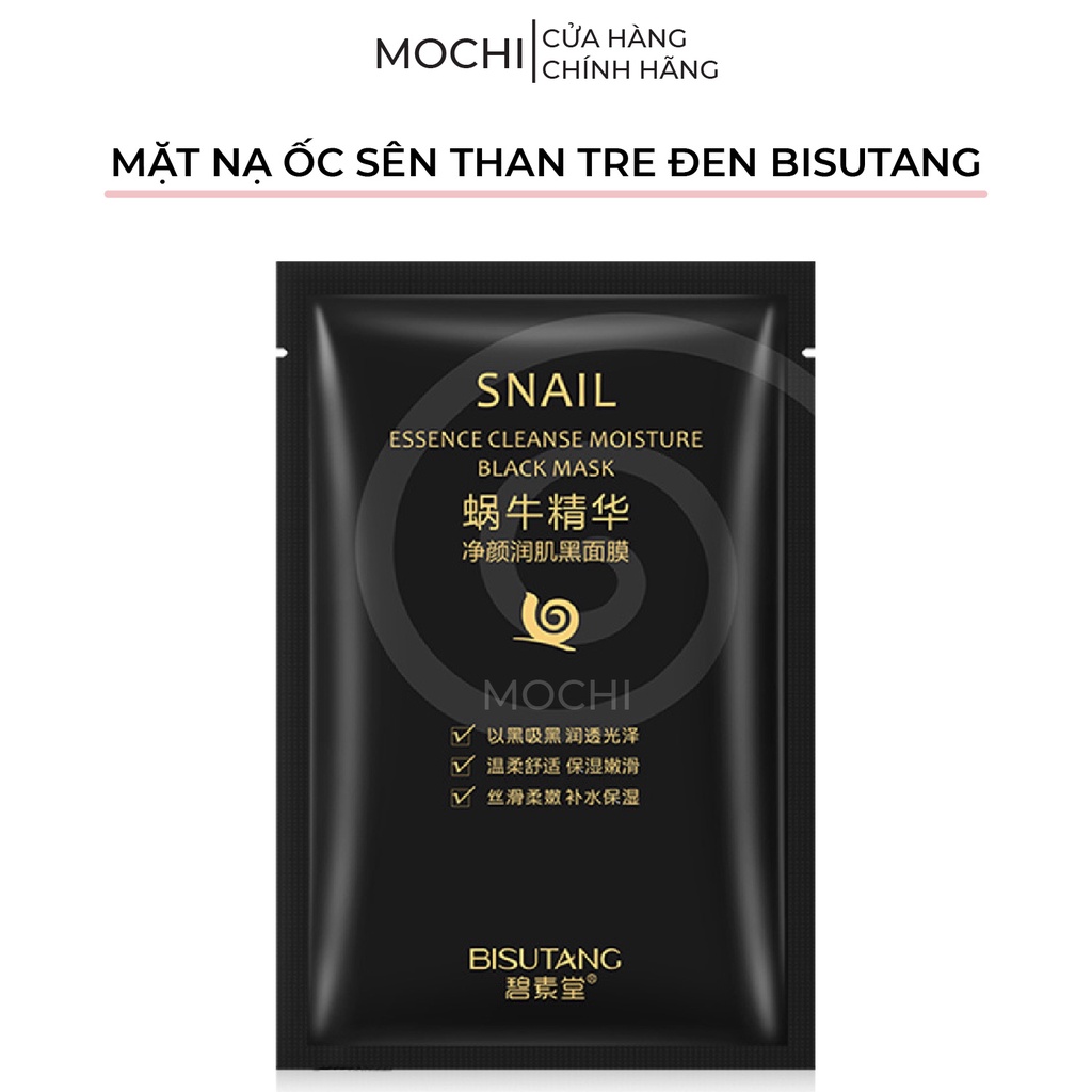 Mặt Nạ Ốc Sên Than Tre Đen Thải Độc Giảm Mụn l Dưỡng Trắng Da l Cấp Ẩm Mask Giấy Đắp Mặt Snail Bisutang MOCHI SHOP