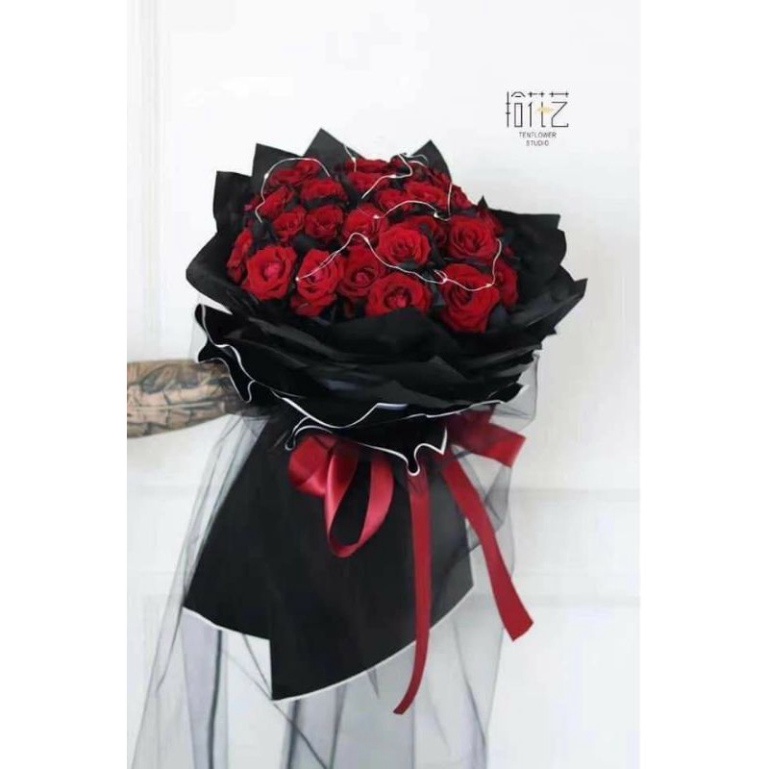 Giấy gói hoa viền đen/trắng thời thượng - xấp 20 tờ - giấy gói hoa,phụ kiện làm hoa, handmade