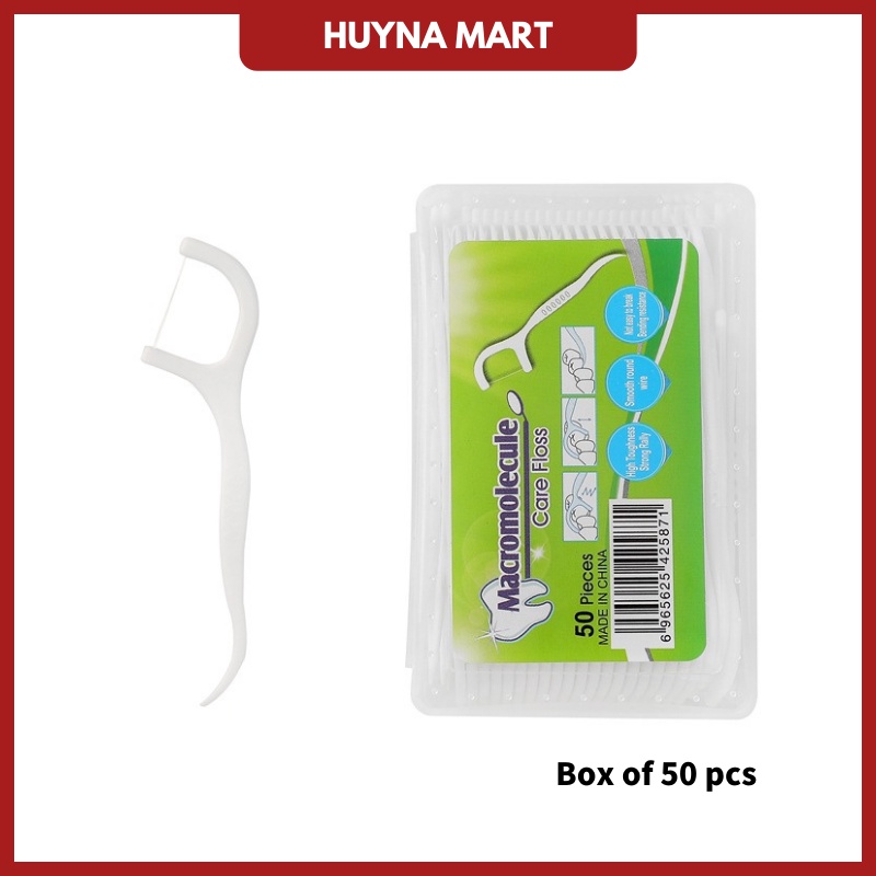 Hộp Tăm Chỉ Nha Khoa 50 Cái Chăm Sóc Vệ Sinh Răng Miệng Huyna Mart SK01