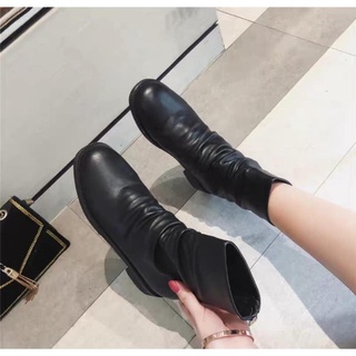 Free Ship Bốt nhăn cổ cao kéo khóa sau cực xinh e