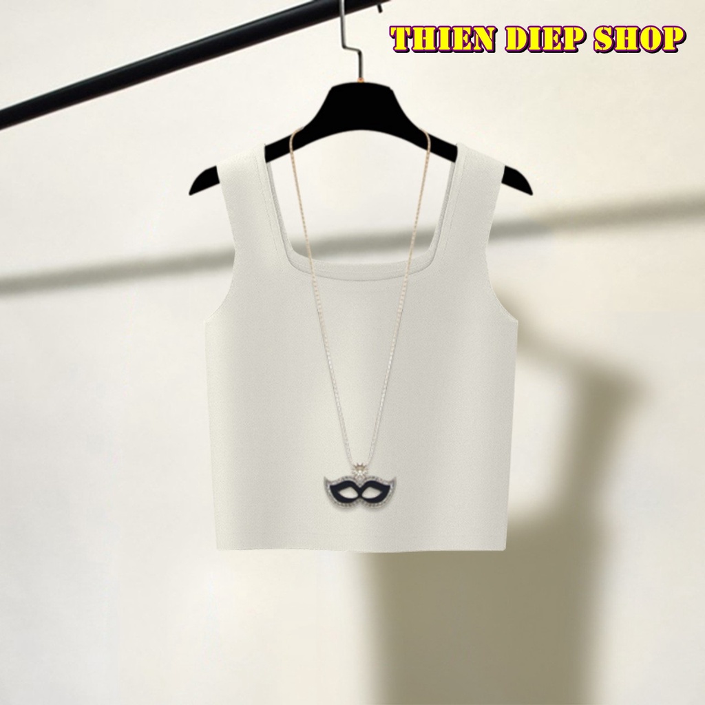 Áo Croptop Hai Dây Bản To Không Tay Sát Nách Cổ Vuông Ôm Body gợi cảm, Áo ba lỗ nữ 2 Dây cổ chữ U