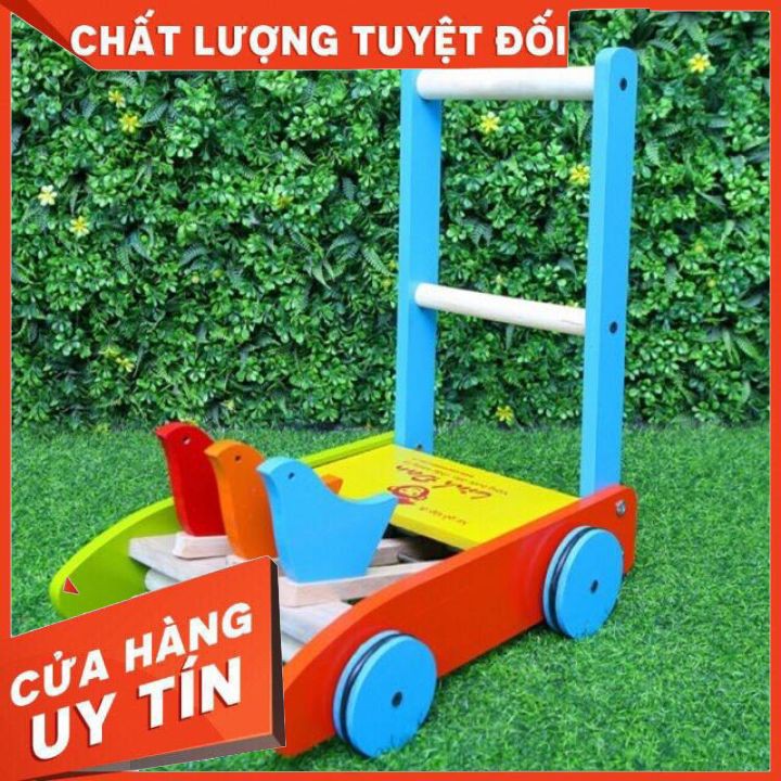 Xe Tập Đi Bằng Gỗ 3 Con Gà Cao Cấp Cho Bé Yêu Giúp Bé Nhanh Biết Đi