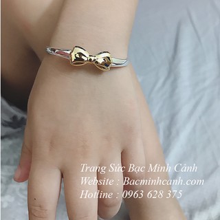 Lắc tay bạc hình nơ xi vàng cho bé