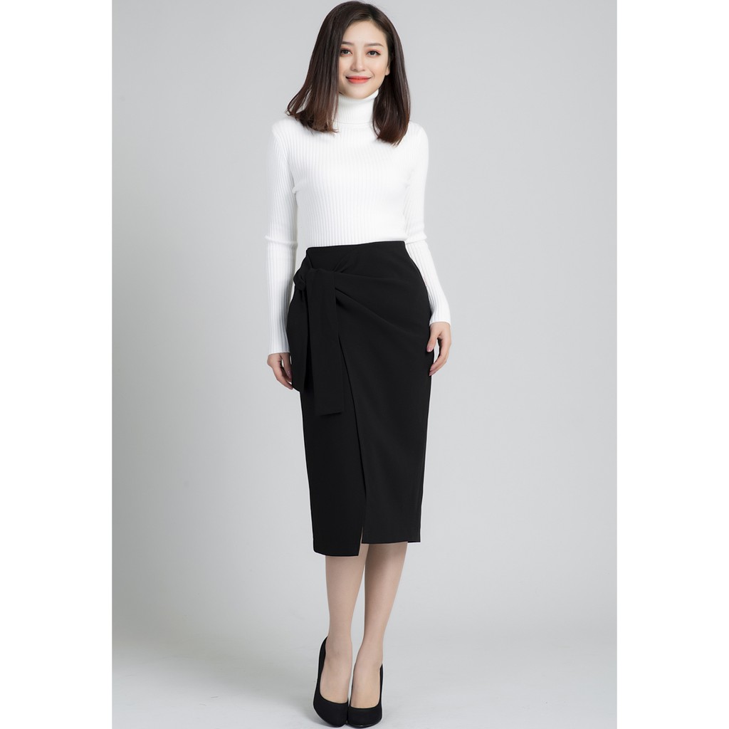 [Mã WABRLOW5 giảm 15% đơn 300K] Chân váy ôm buộc nơ eo VIENNE TRAN V62F17T013 O62F19Q001 (Đen) | BigBuy360 - bigbuy360.vn