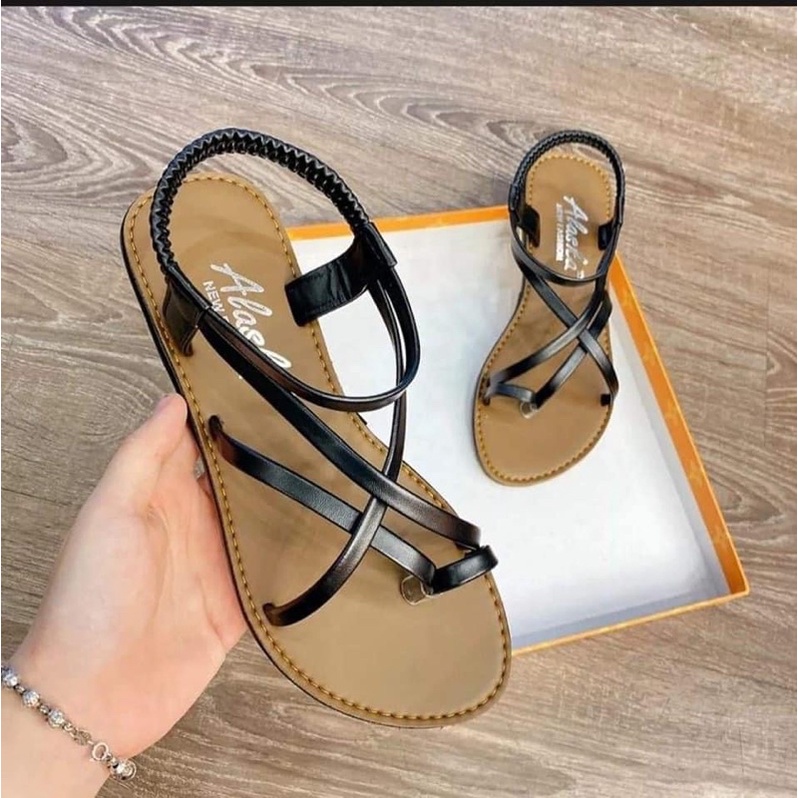 Sandal nữ đi học đế bằng kẹp xỏ ngón quai hậu mảnh đẹp rẻ thời trang