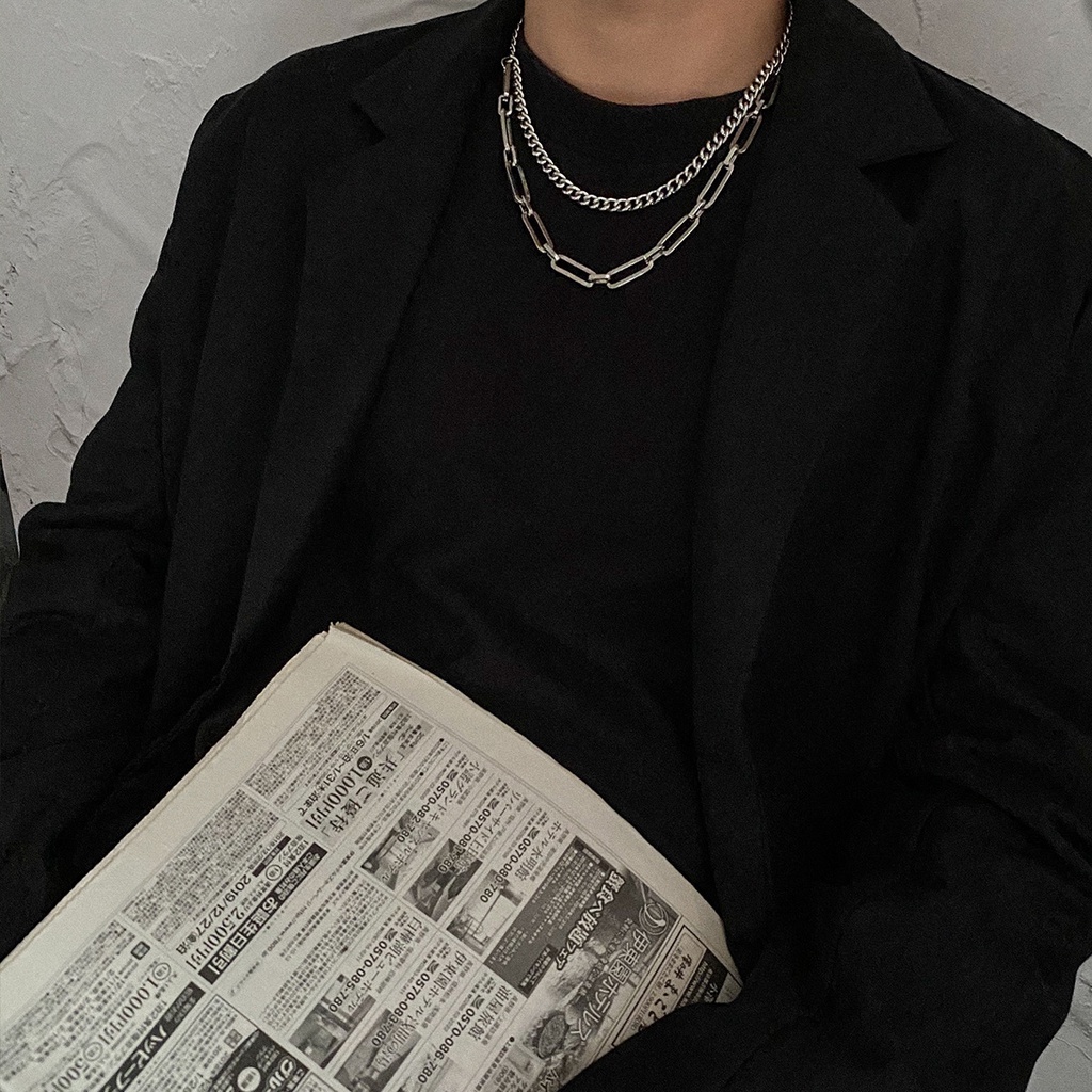 Vòng cổ choker dài kiểu hiphop Hàn Quốc bằng thép không gỉ không phai màu chống dị ứng cho nam nữ
