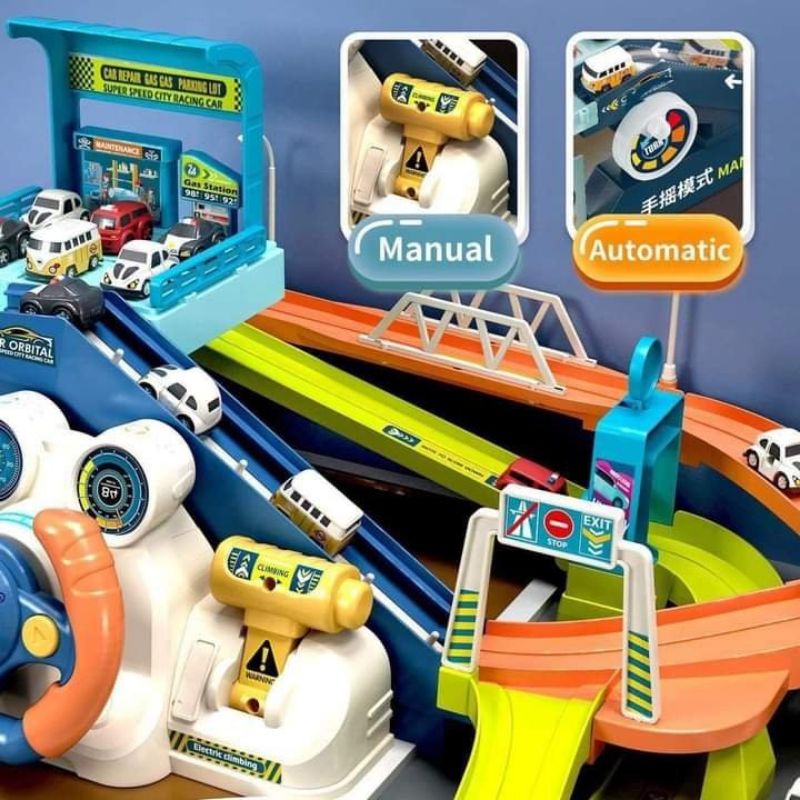 Bộ đồ chơi cho bé điều khiển ô tô có vô lăng kèm gara