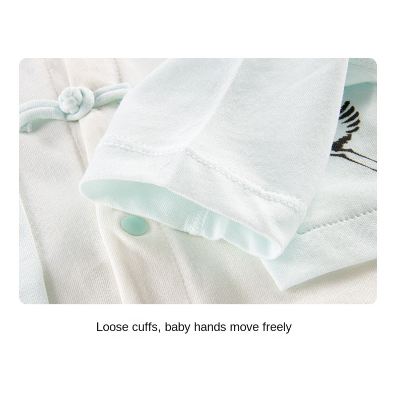 Bộ Áo Liền Quần Cotton Tay Dài Phong Cách Trung Quốc Cho Bé 0-24 Tháng Tuổi