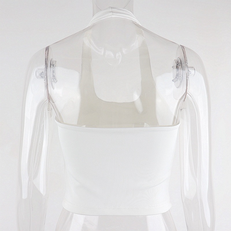 DUNEA Áo Tank Top Cổ Chữ U Hở Lưng Họa Tiết Rằn Ri Quyến Rũ Cho Nữ