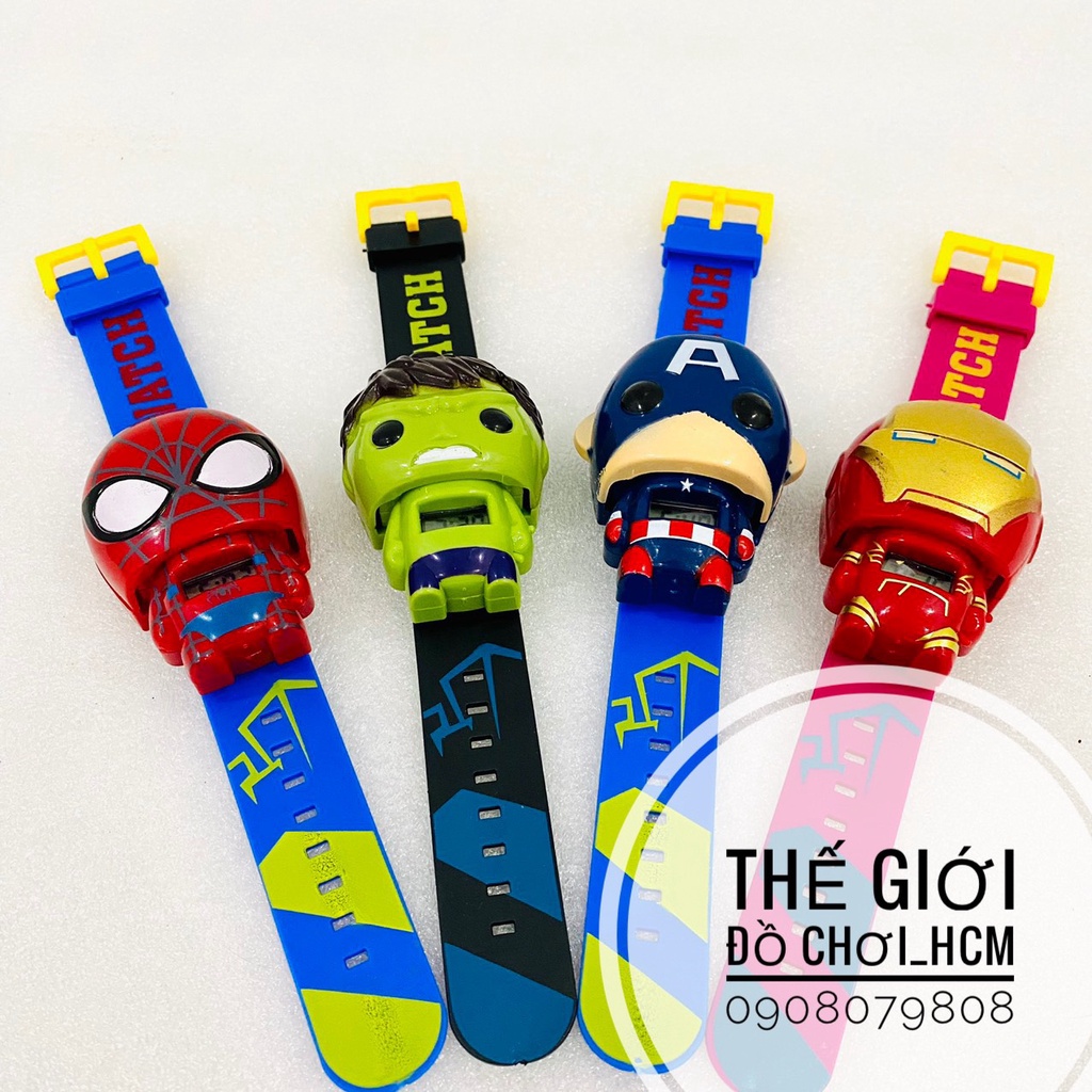 [HOT-NHIỀU MẪU] Đồ chơi đồng hồ đeo tay hình siêu nhân, siêu anh hùng Marvel cho bé thích Spiderman, Ironman… 899A-3