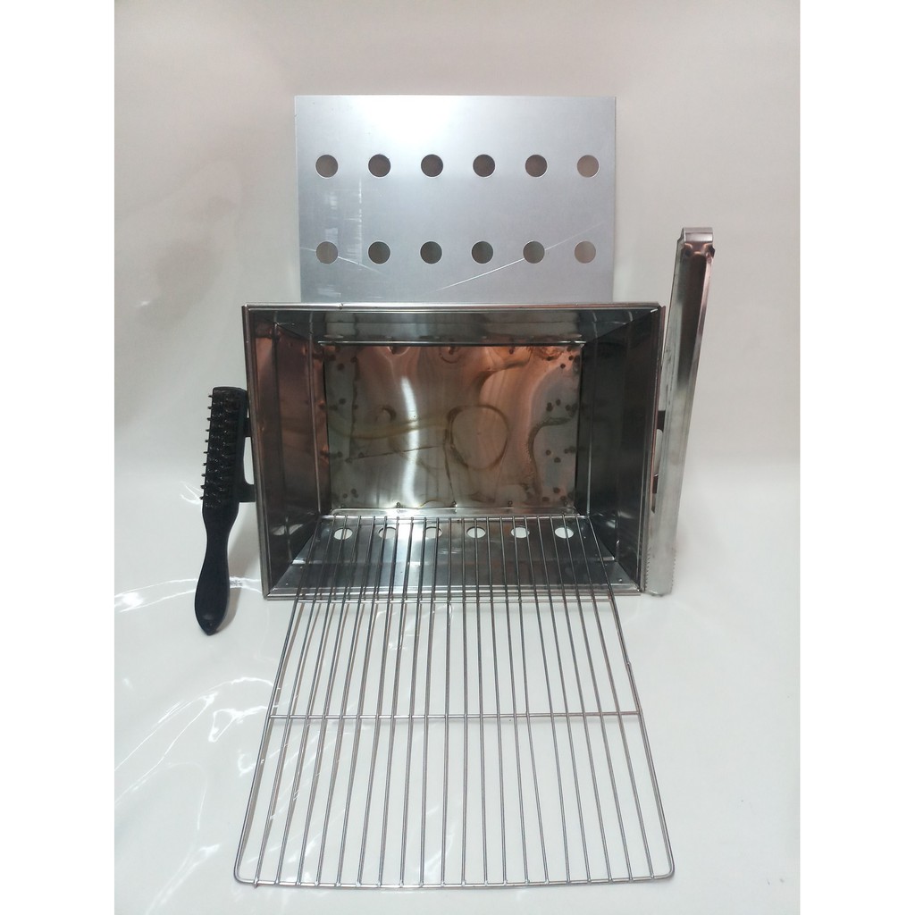 COMBO 1 LÒ NƯỚNG INOX SIZE 30x40CM 100% CAO CẤP+1 BÀN CHẢI CÁN THÉP+1 GẮP INOX.