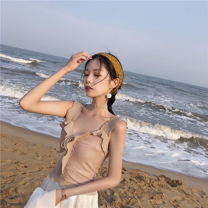 Áo không tay dệt kim màu trơn gợi cảm cho nữ | BigBuy360 - bigbuy360.vn