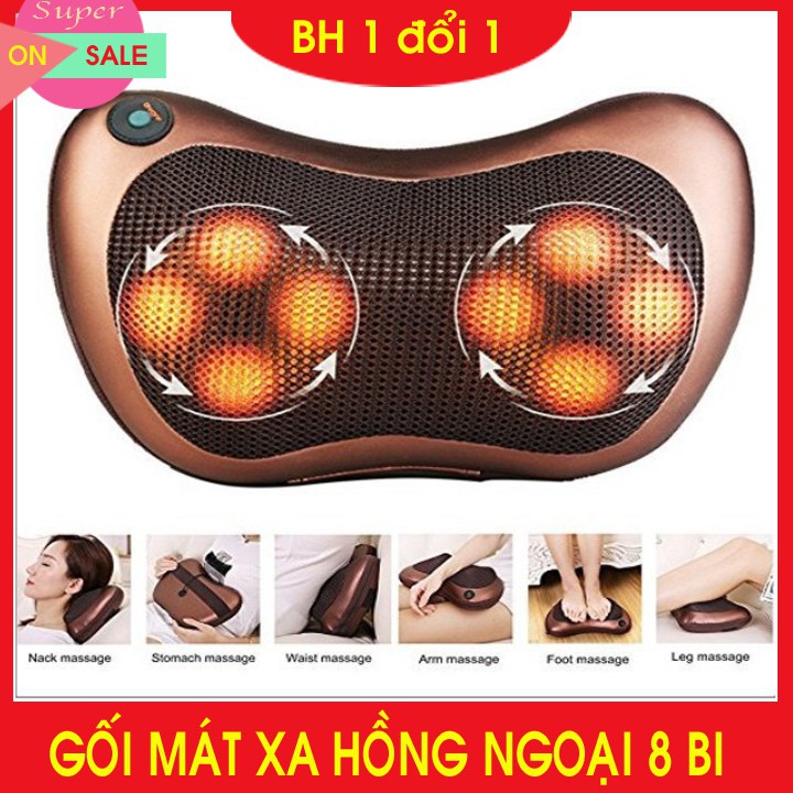 Gối mát xa hồng ngoại 8 bi - gối massage hồng ngoại 8 bi