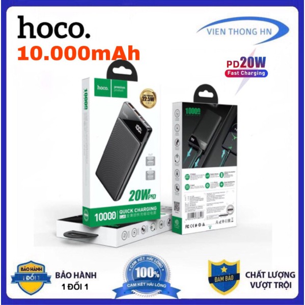 Pin sạc dự phòng sạc siêu nhanh pd 20w qc3.0 10000 mAh 4 cổng input output Hoco T6 - vienthonghn
