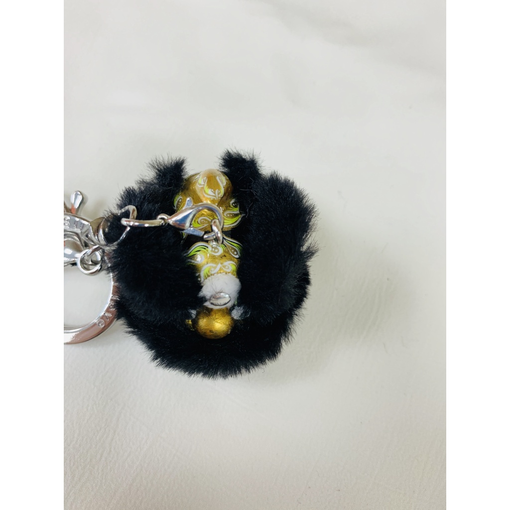 毛毛-黑金 Móc Khóa Resin Hình Sư Tử Nhảy Múa Thời Trang