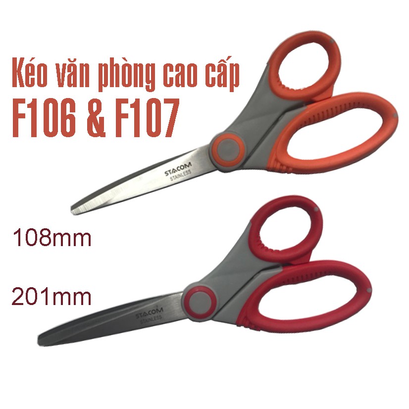 Kéo văn phòng 18cm &amp; 20.5cm STACOM - F106 &amp; F107