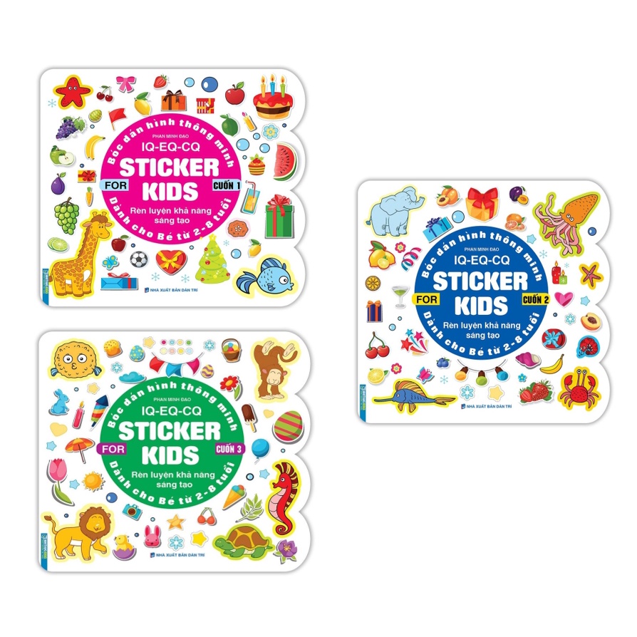 Sách - Combo 3 cuốn  Bóc dán hình thông minh IQ - EQ - CQ - Sticker for kids ( T1 + T2 + T3)