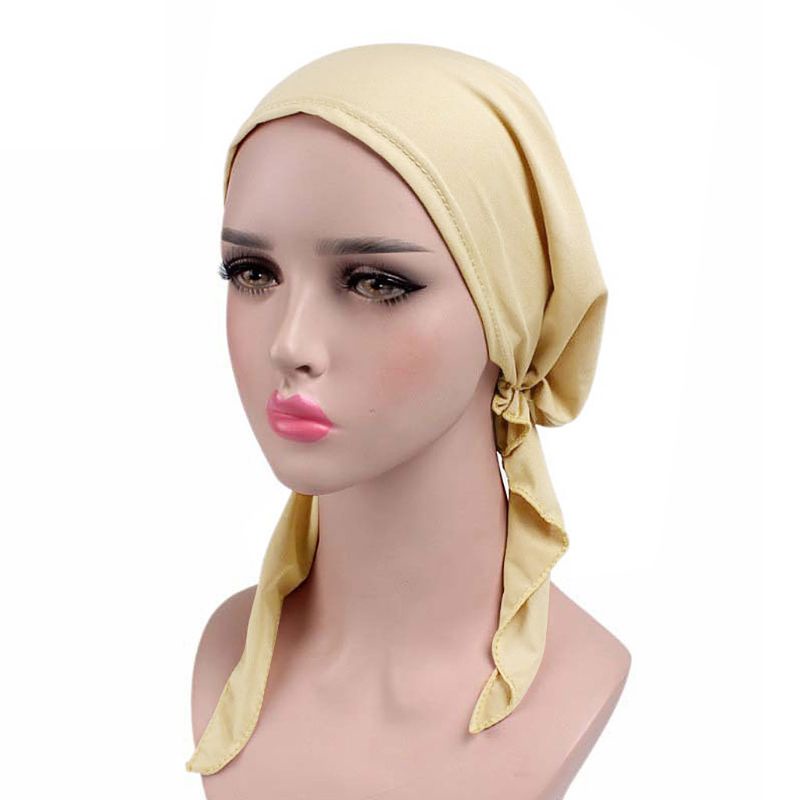 Mũ Trùm Đầu Chemo Chemo Chemo Màu Trơn Buộc Tóc Trước Khi Đội Khăn Bandana Cho Nữ