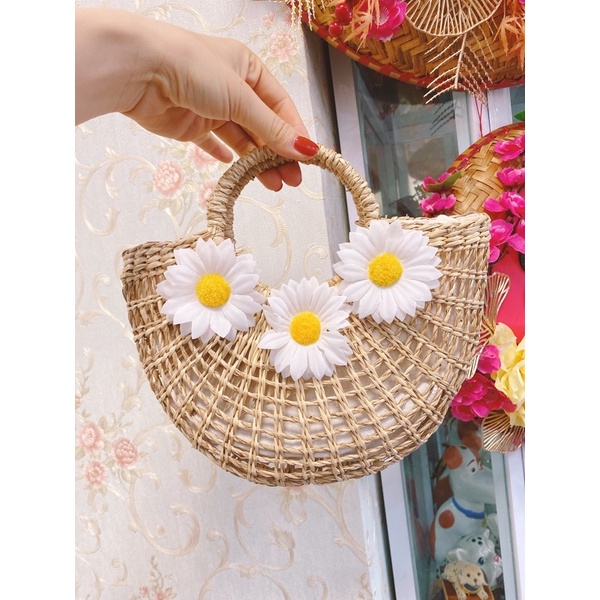 Bán sỉ Túi cói bán nguyệt trơn hàng đẹp xuất sắc dùng để chụp ảnh cực xinh