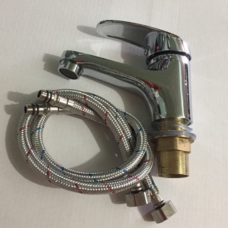 Vòi rửa mặt, vòi lavabo nóng lạnh 1 chân. Tặng kèm 2 dây cấp lỗ.