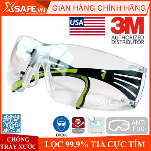 Kính Bảo Hộ 3M Cao Cấp Ngăn Tia UV, Chống Sương. Thiết Kế Gọng Mềm